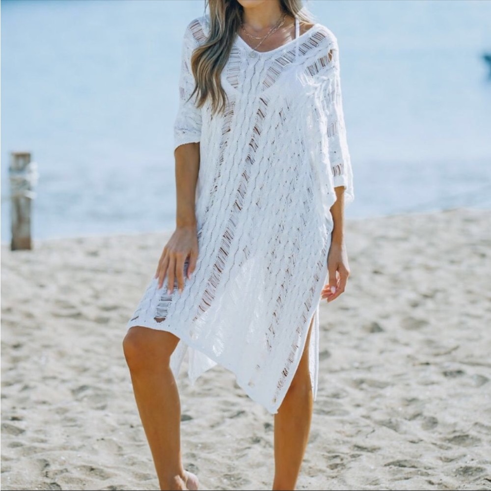 V Neck Cable Knit Kimono Tunic